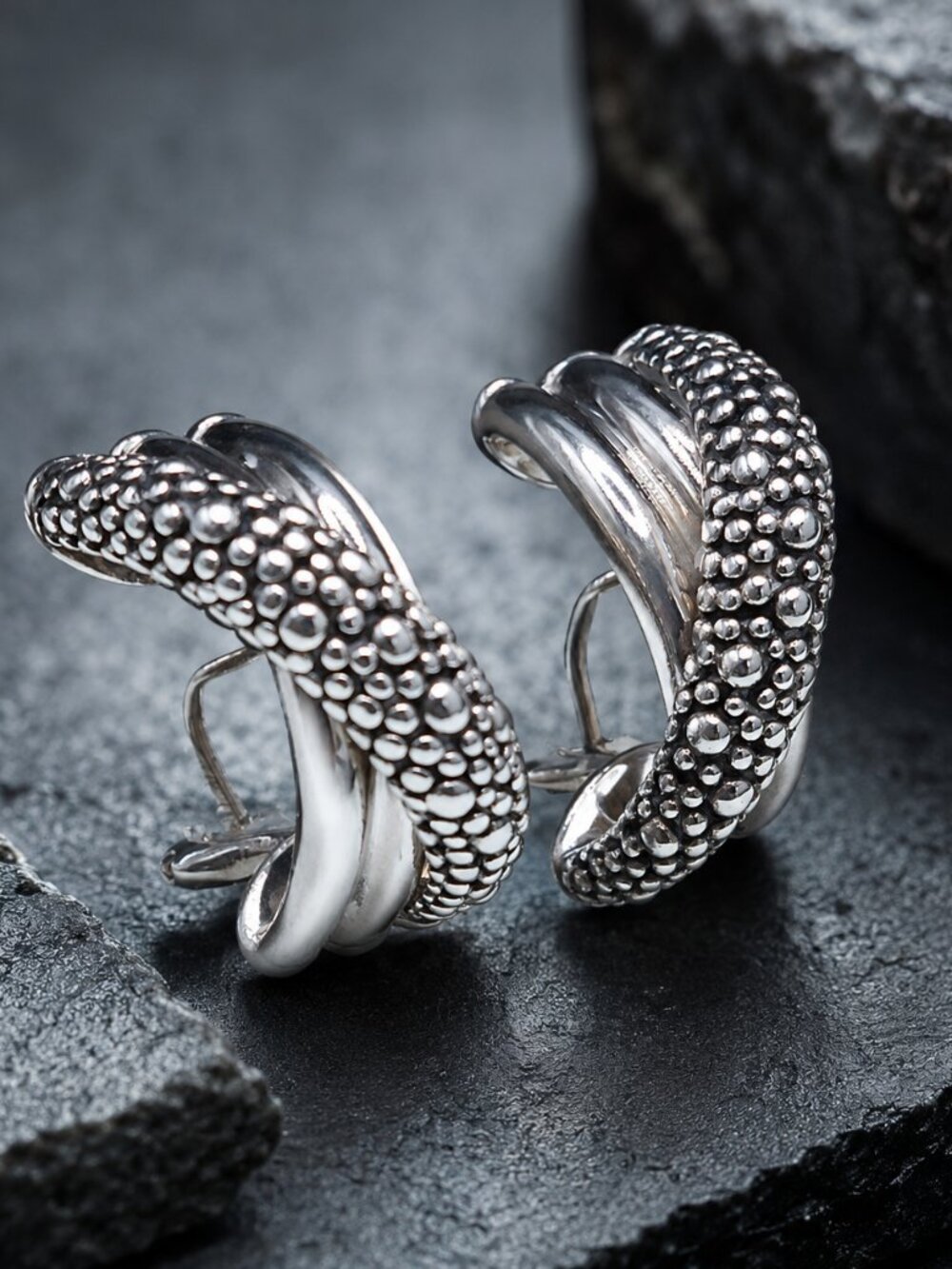 Michael Dawkins Starry Night Half Hoop Earrings .925 & 14kt